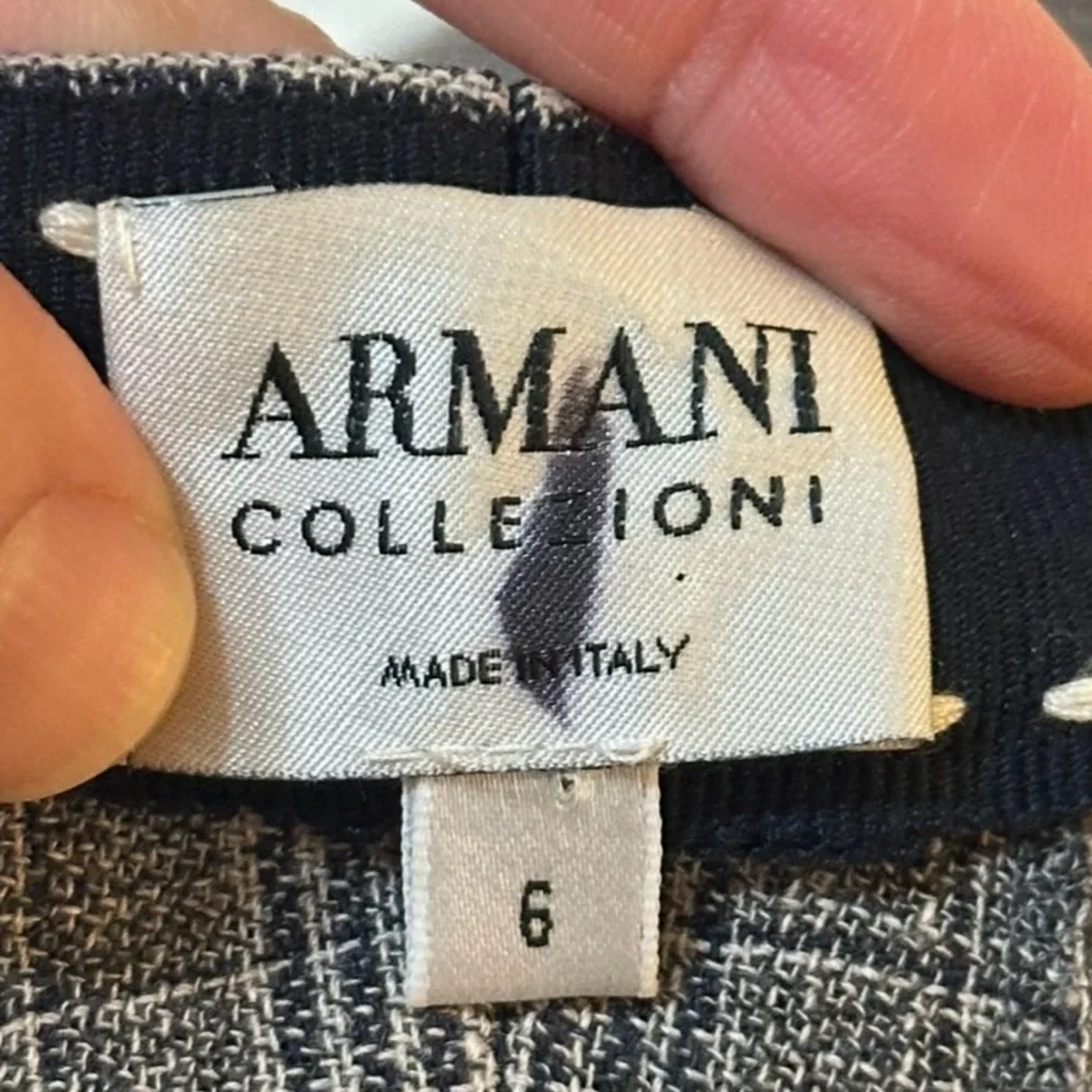 Vintage 90s Armani Collezioni Wool/Linen Trouser Pants Tan/Black Women’s Size 6 - Picture 5 of 11